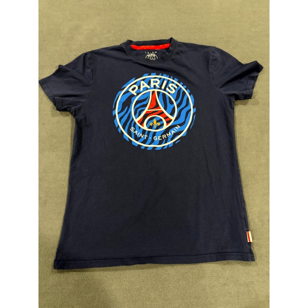 Paris Saint Germain T Shirt Boys Medium Blue Cotton Graphic Print‎ Crew Neck